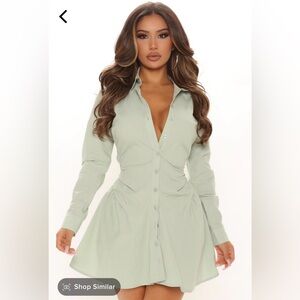 NWT Fashion Nova Friday Feels Shirt Dress • Sage